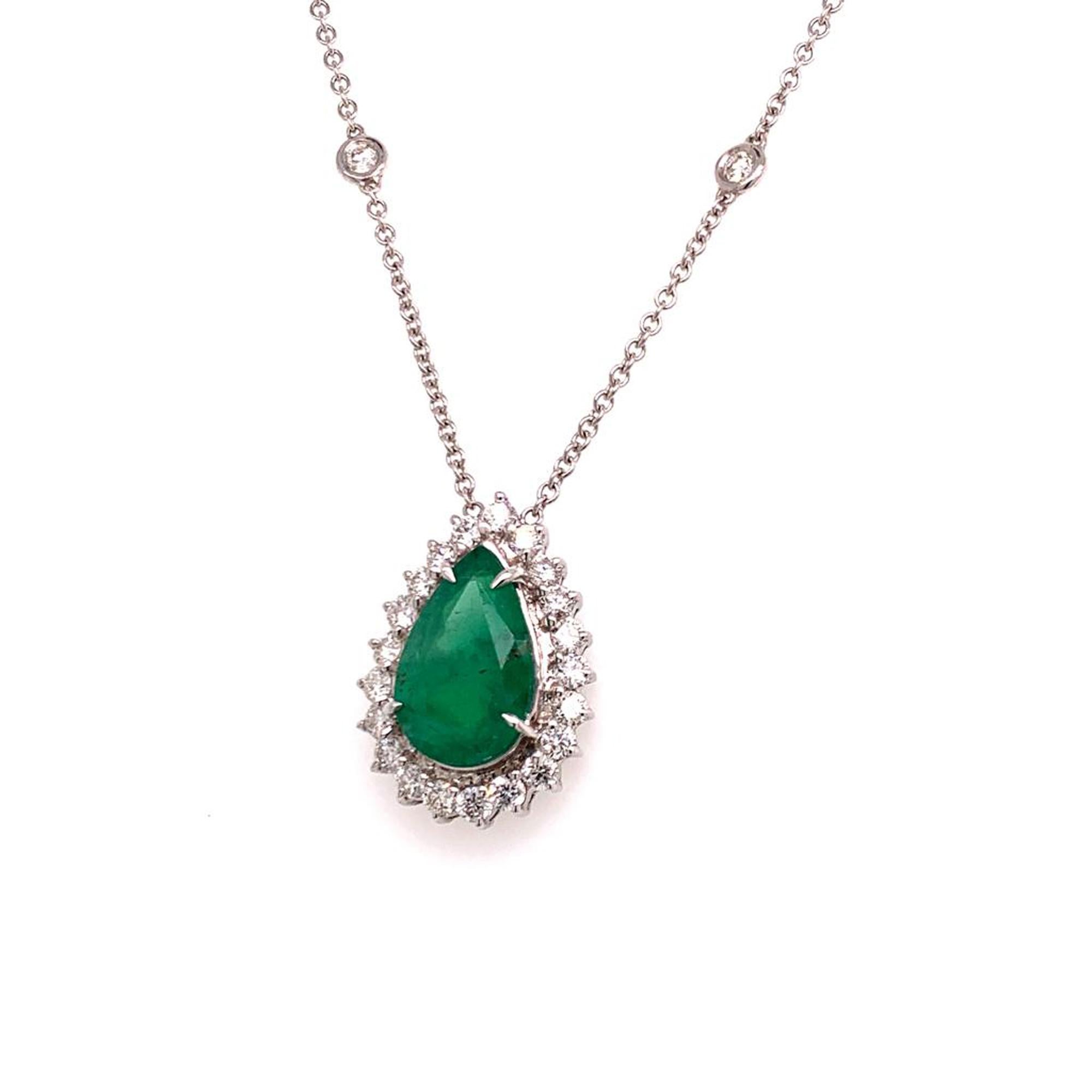 Diamond Emerald Necklace 18k Gold 5 Ct Women Certified  1