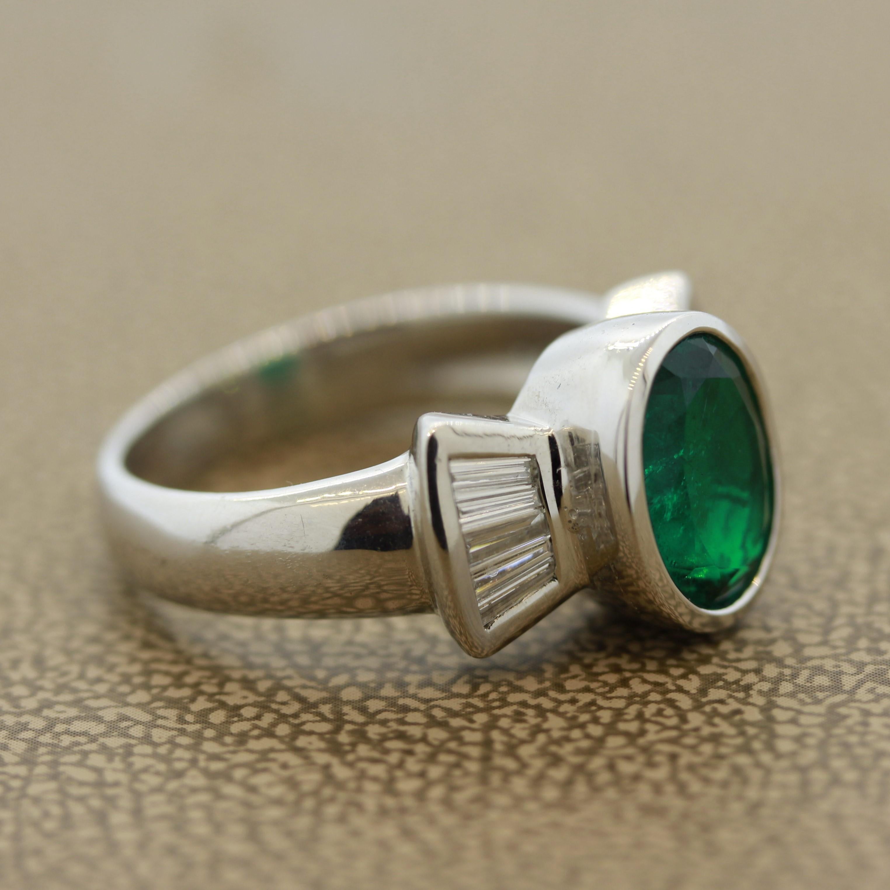 Fine Emerald Diamond Gold Ring For Sale 2