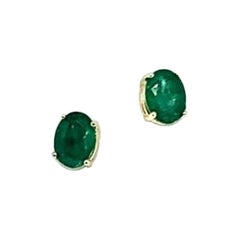 Fine Emerald Stud 14 Karat Ladies Earrings 3.90 Carat Certified