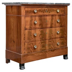 Fine Empire Four Drawer Chest In Flame Mahogany With Gris Marble Top