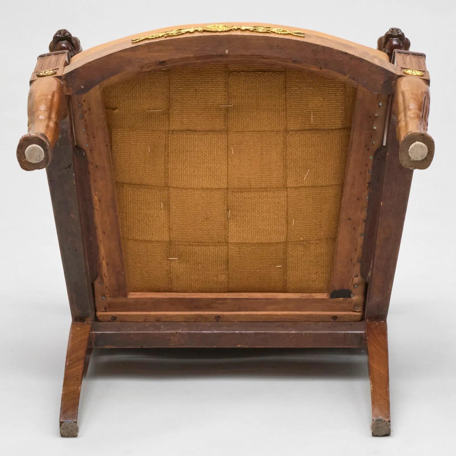 Fine Empire  Period  Bronze and Mahogany Desk Chair  by Jacob  Freres For Sale 5