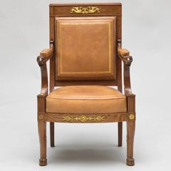 Le bel empire  Période  Chaise de bureau en bronze et acajou  par Jacob  Frères