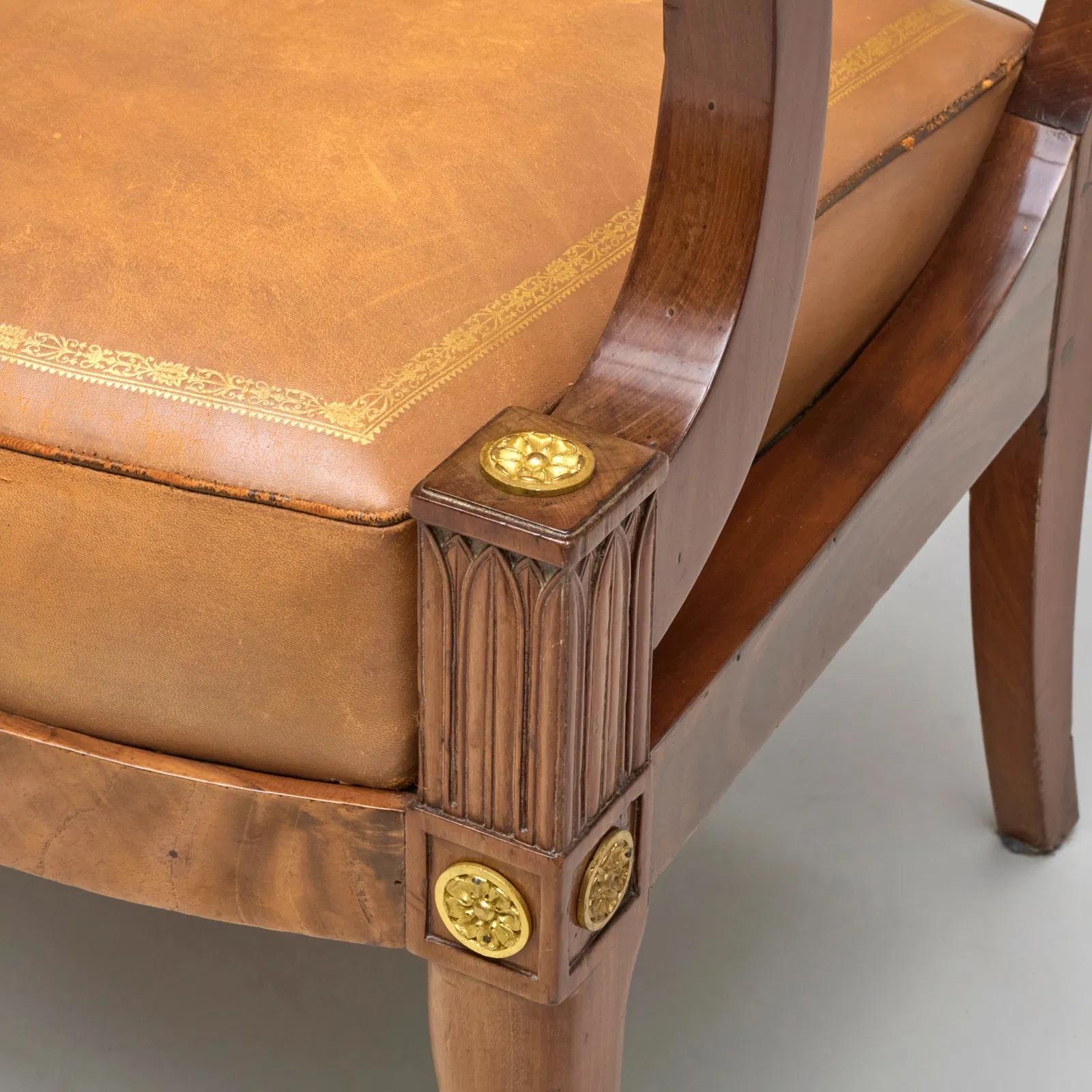 Fine Empire  Period  Bronze and Mahogany Desk Chair  by Jacob  Freres For Sale 1