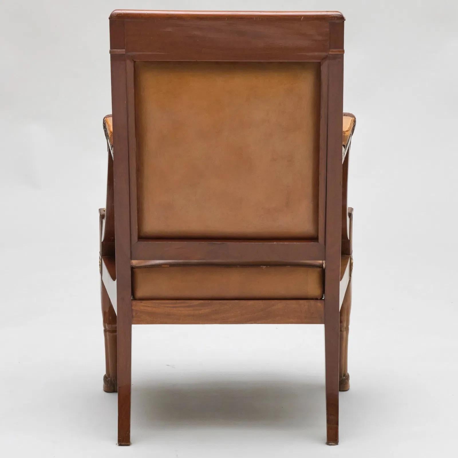 Fine Empire  Period  Bronze and Mahogany Desk Chair  by Jacob  Freres For Sale 2