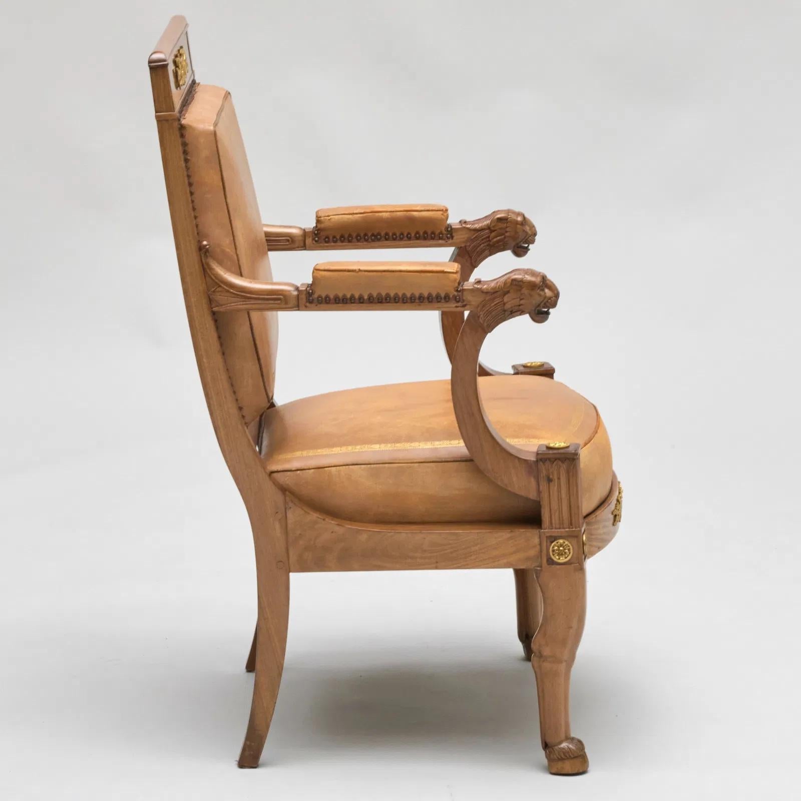 Fine Empire  Period  Bronze and Mahogany Desk Chair  by Jacob  Freres For Sale 3