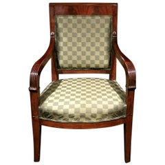Fine Empire Period Mahogany Framed Fauteuil, France, circa 1815