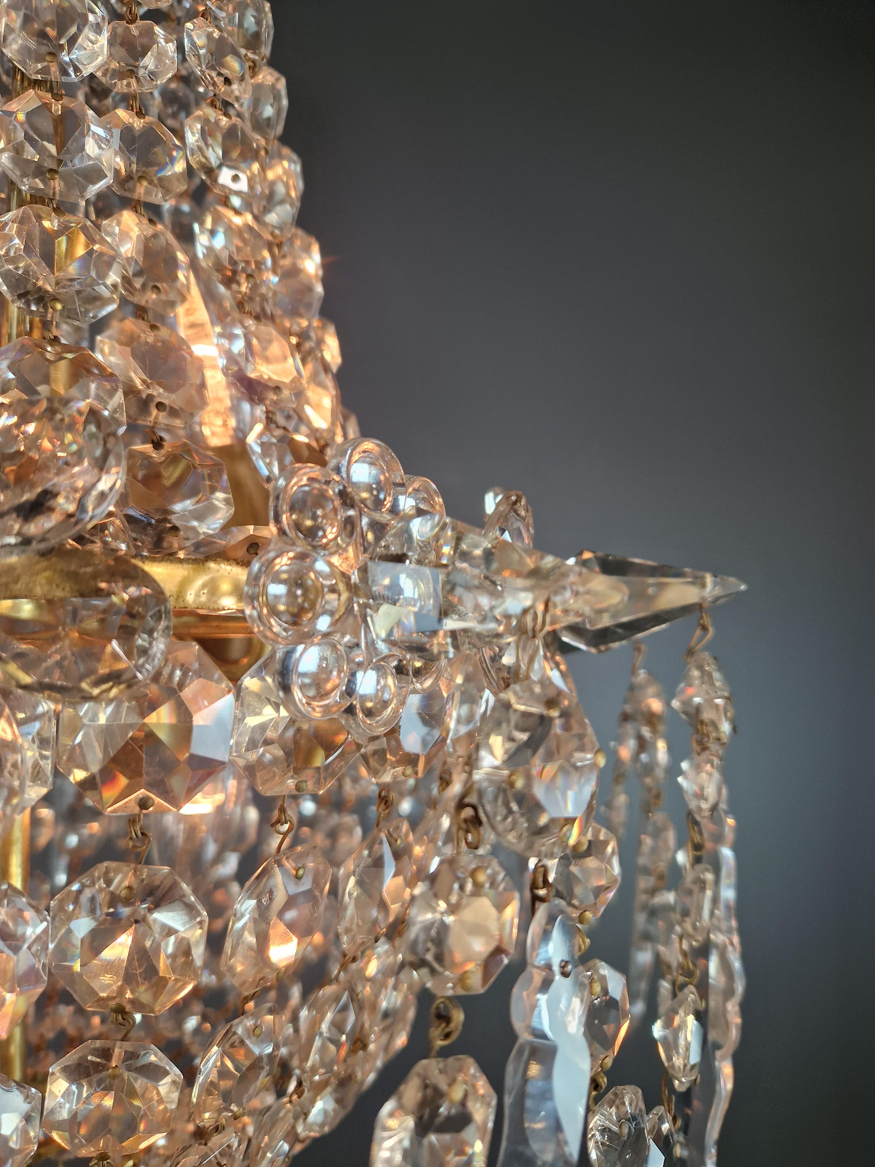 Diptych Fine Arts Lampadario a cascata in cristallo Sac a Pearl Lampada a lustro in ottone Art Deco in vendita 1