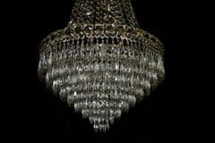 Fine Empire Waterfall Chandelier Crystal Sac a Pearl Lamp Lustre Silver Art Deco