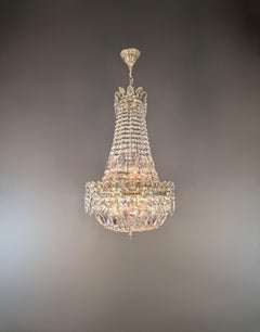 Fine Empire Waterfall Chandelier Crystal Sac a Pearl Lamp Lustre Silver Art Deco