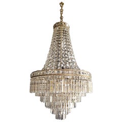 Fine Empire Waterfall Chandelier Crystal Sac a Pearl Lamp Lustre Silver Art Deco