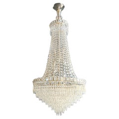 Fine Empire Waterfall Chandelier Crystal Sac a Pearl Lamp Lustre Silver Art Deco