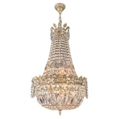Fine Empire Waterfall Chandelier Crystal Sac a Pearl Lamp Lustre Silver Art Deco