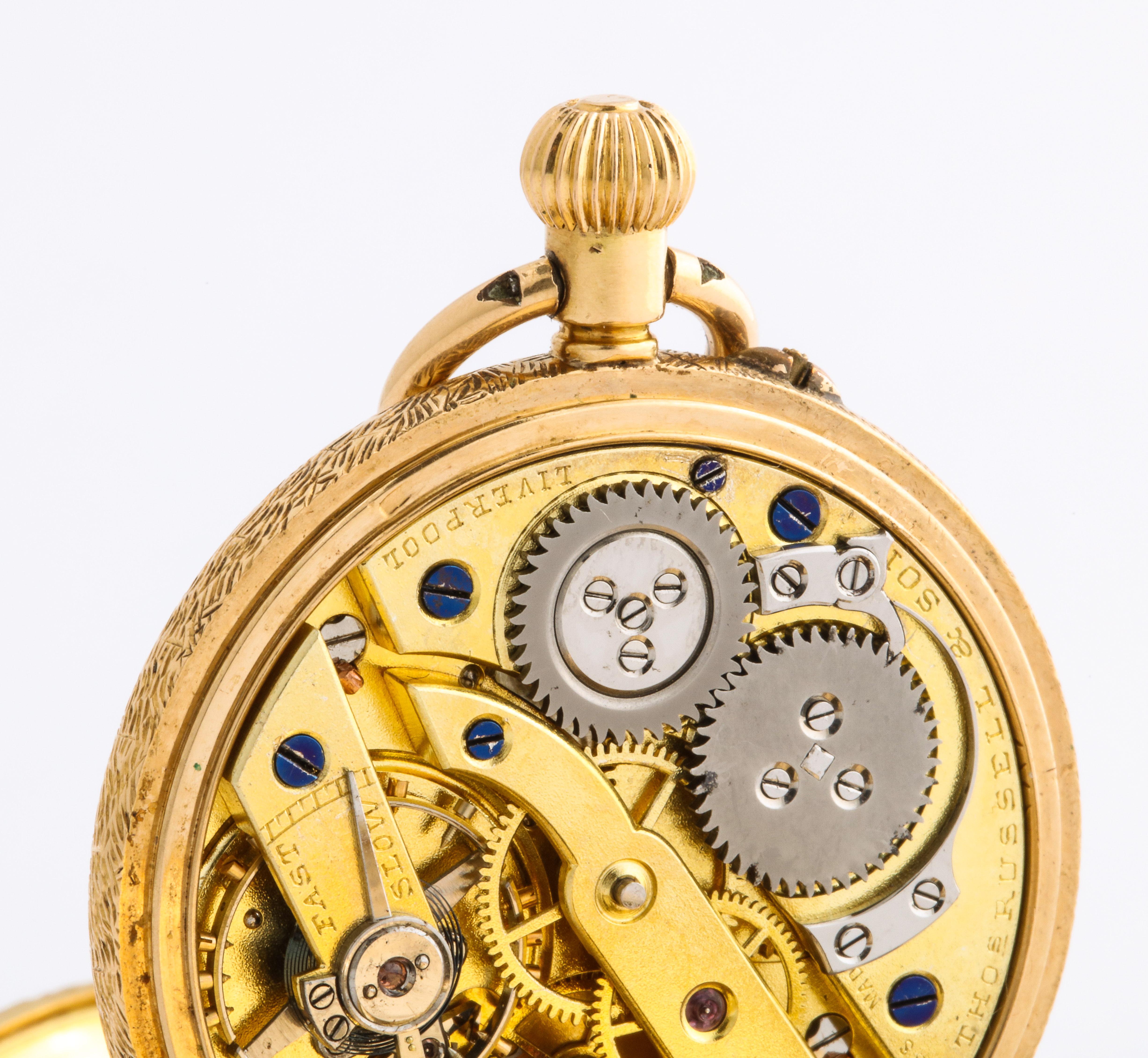 Fine Enameled Gold Half Hunter Case Pocket Watch, 1880s 2