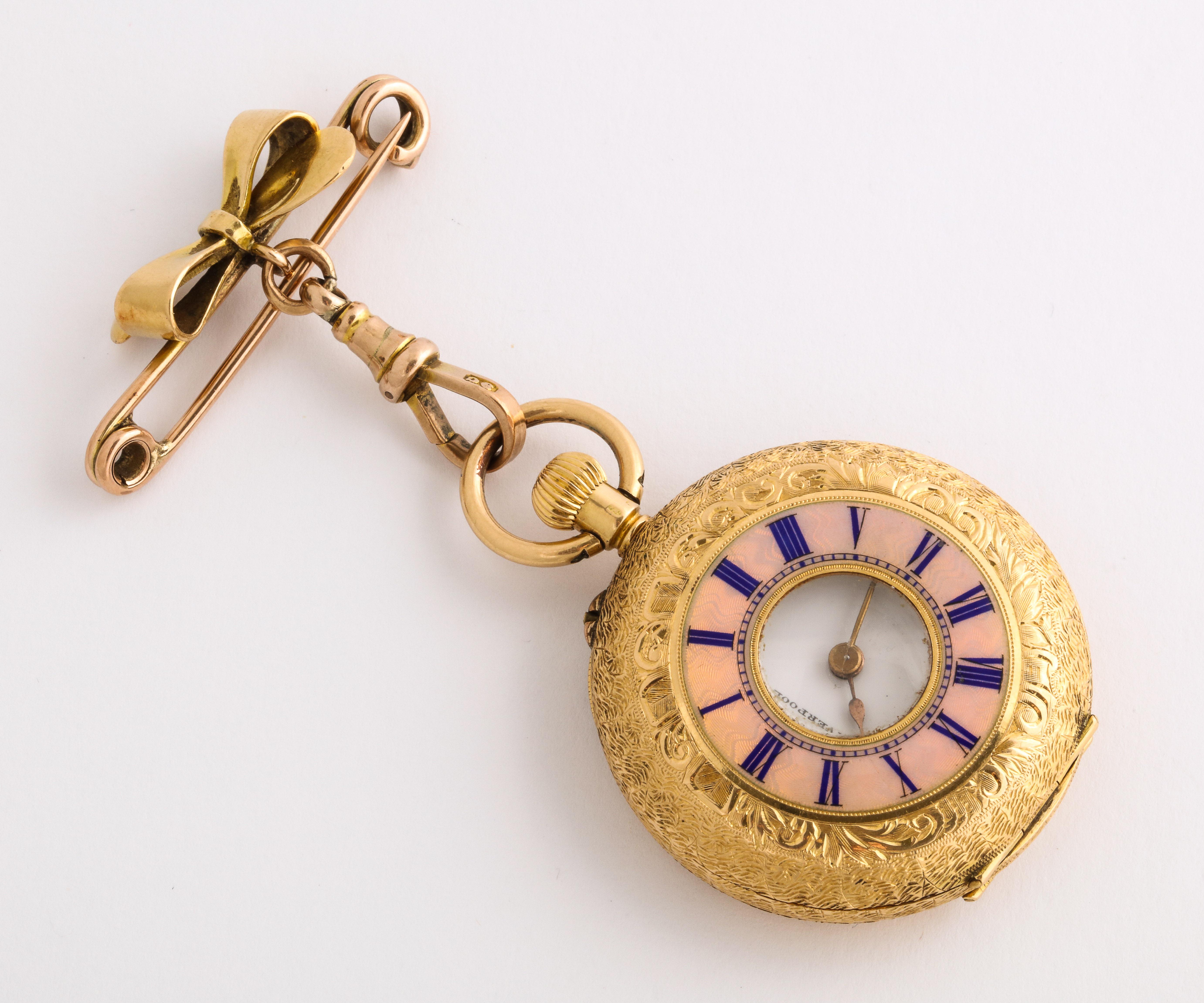 Fine Enameled Gold Half Hunter Case Pocket Watch, 1880s For Sale 9
