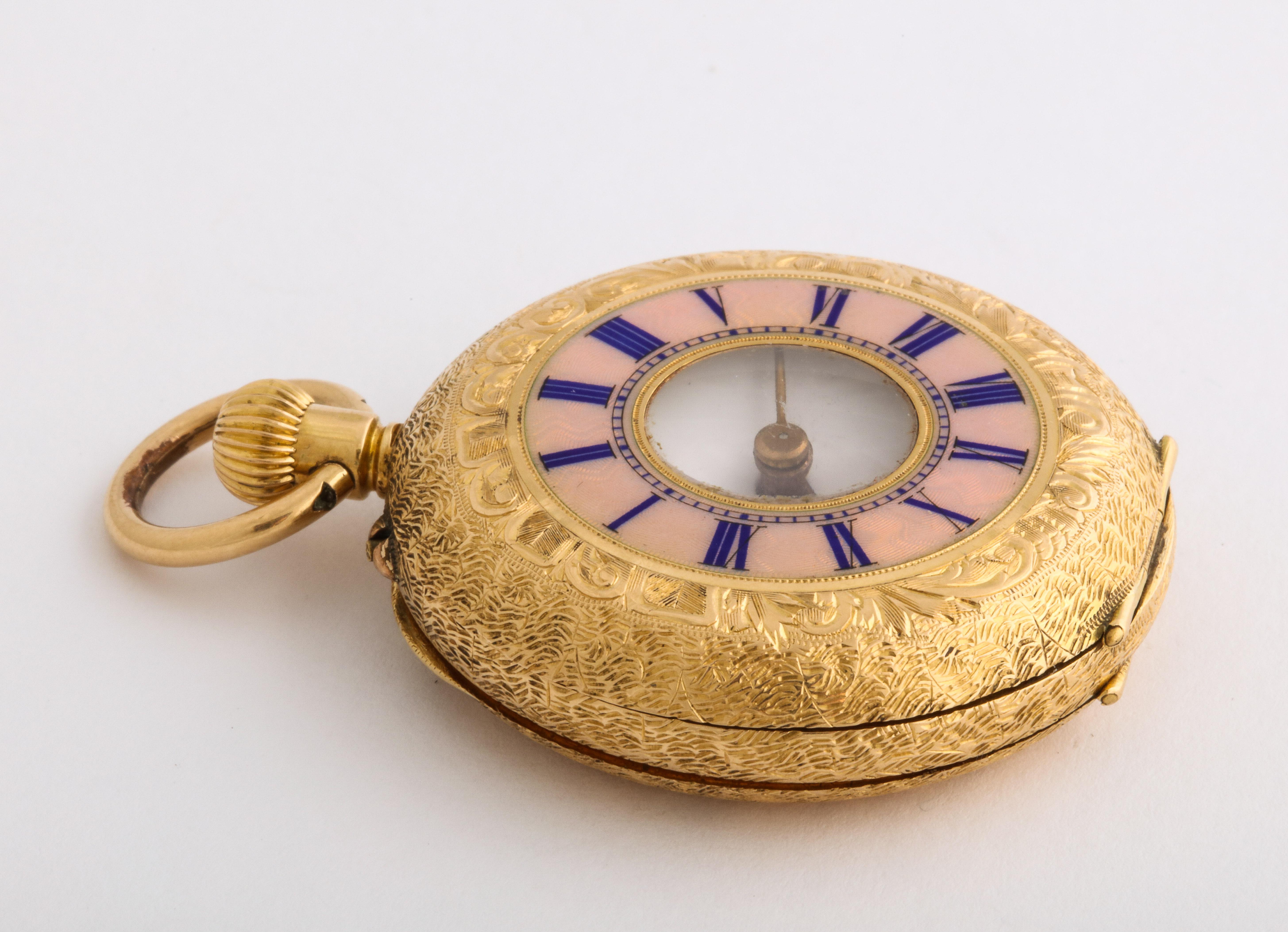 Fine Enameled Gold Half Hunter Case Pocket Watch, 1880s For Sale 12