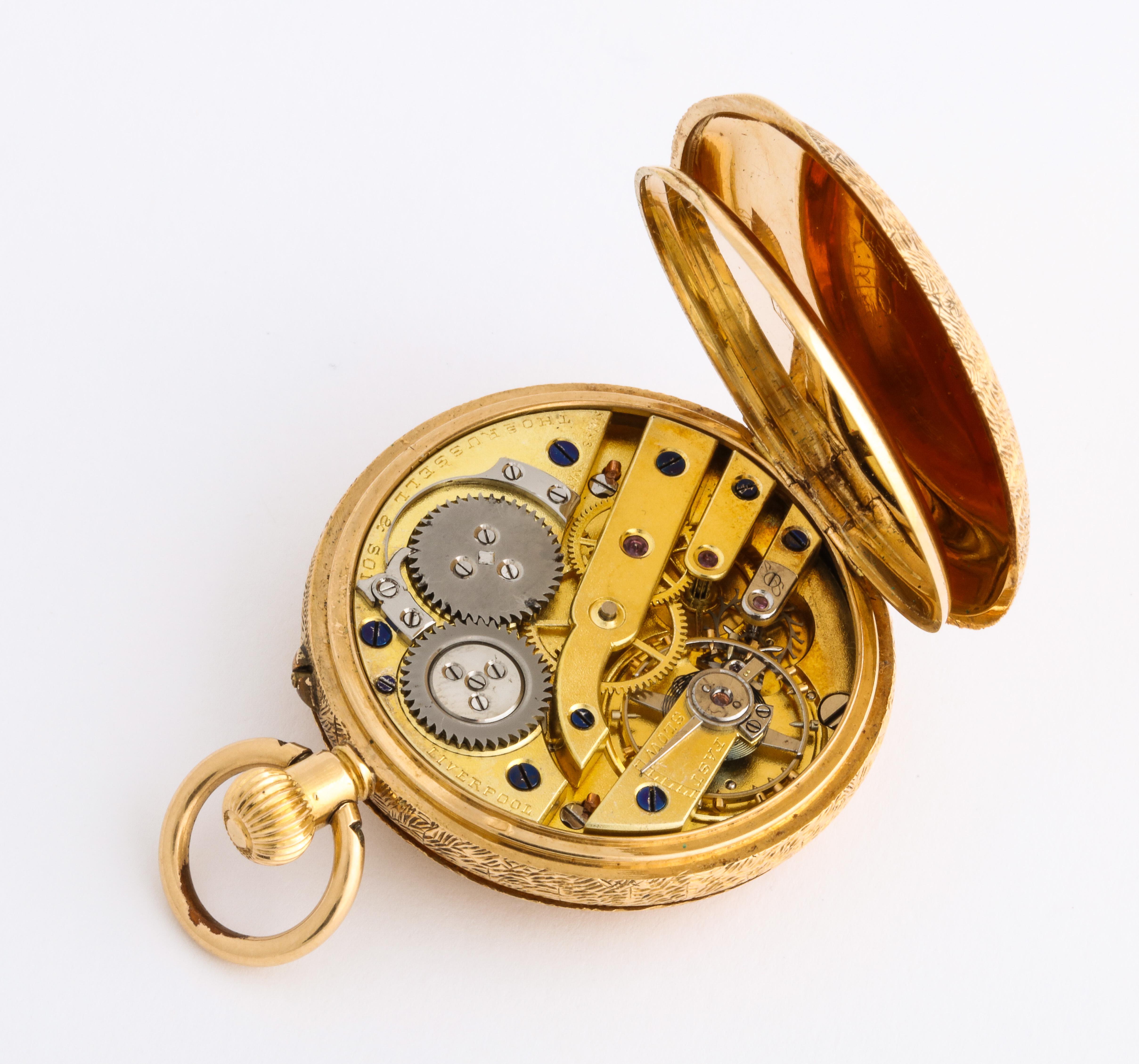 Fine Enameled Gold Half Hunter Case Pocket Watch, 1880s For Sale 1