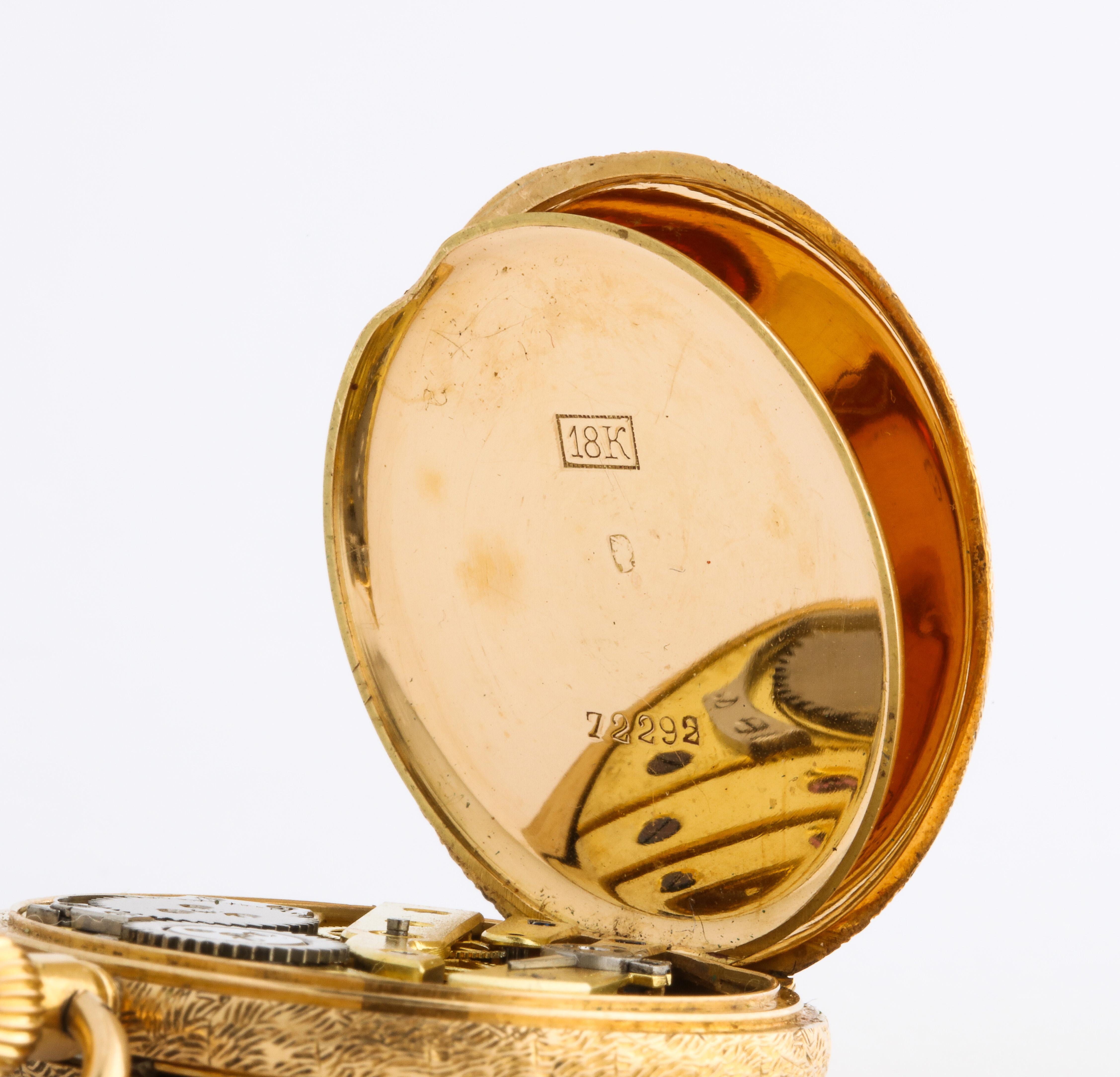 Fine Enameled Gold Half Hunter Case Pocket Watch, 1880s For Sale 2