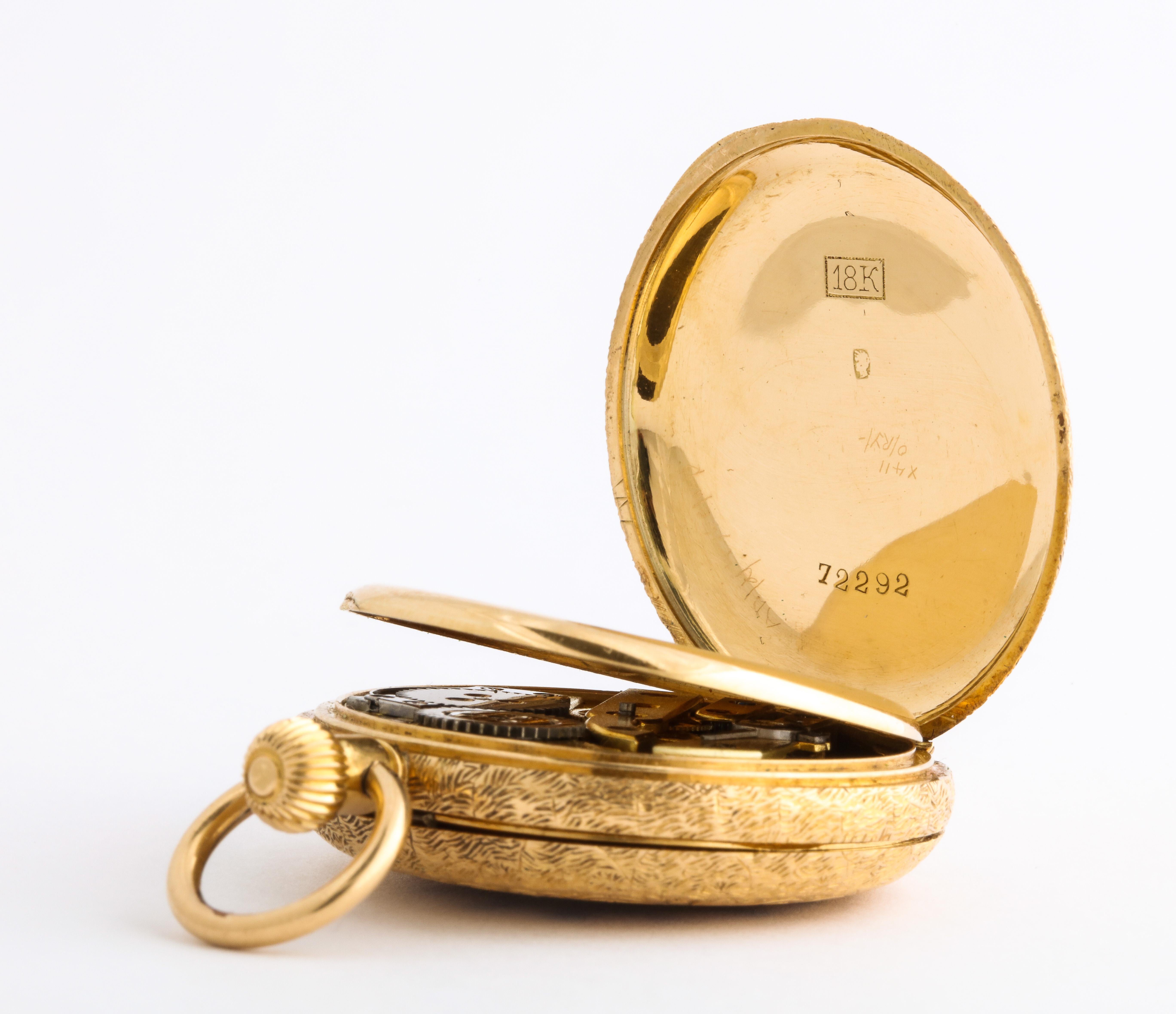 Fine Enameled Gold Half Hunter Case Pocket Watch, 1880s For Sale 3