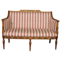 Fine English Adams Style Satinwood Paint Decorated Settee Sofa