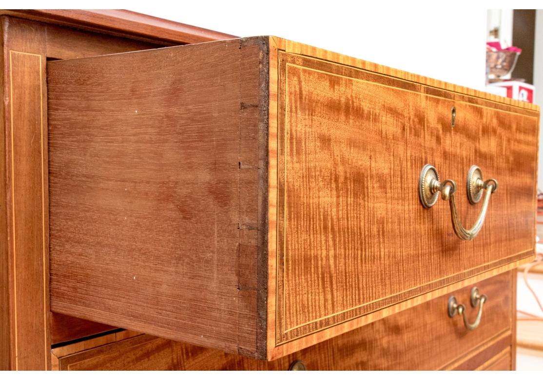 Ottone Fine cassapanca inglese in mogano a bande in stile Chippendale in vendita