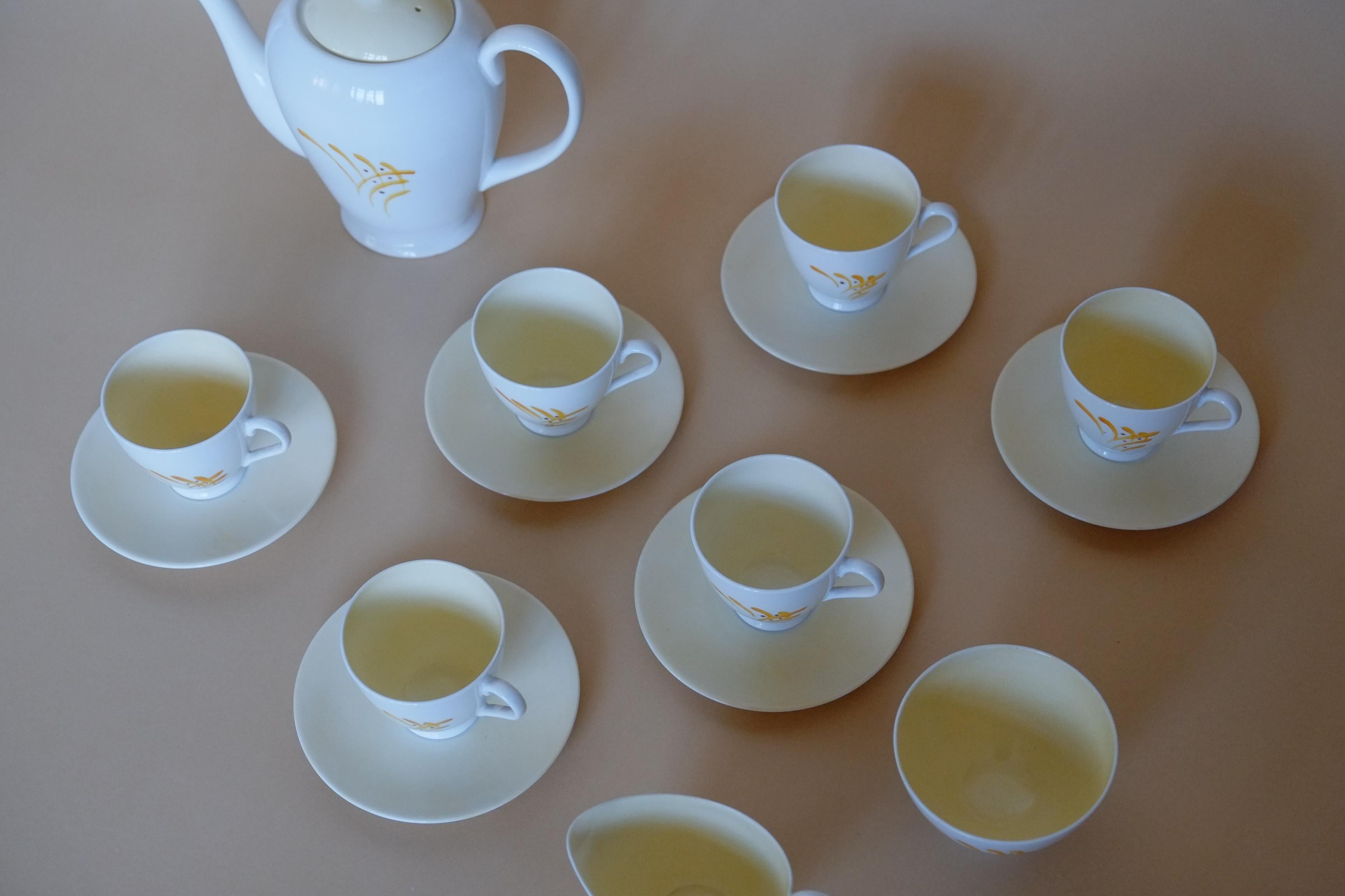 Englisches Knochenporzellan Handbemalt & Signiert Teeservice für Sechs mit Teekanne  im Angebot 11