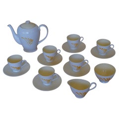 Fine English Bone China Hand Painted Tea Set for Six with Teapot Made in England