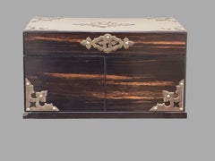 Fine English Brass Mounted Calamander Game Compendium Chess, Cards, Cribbage