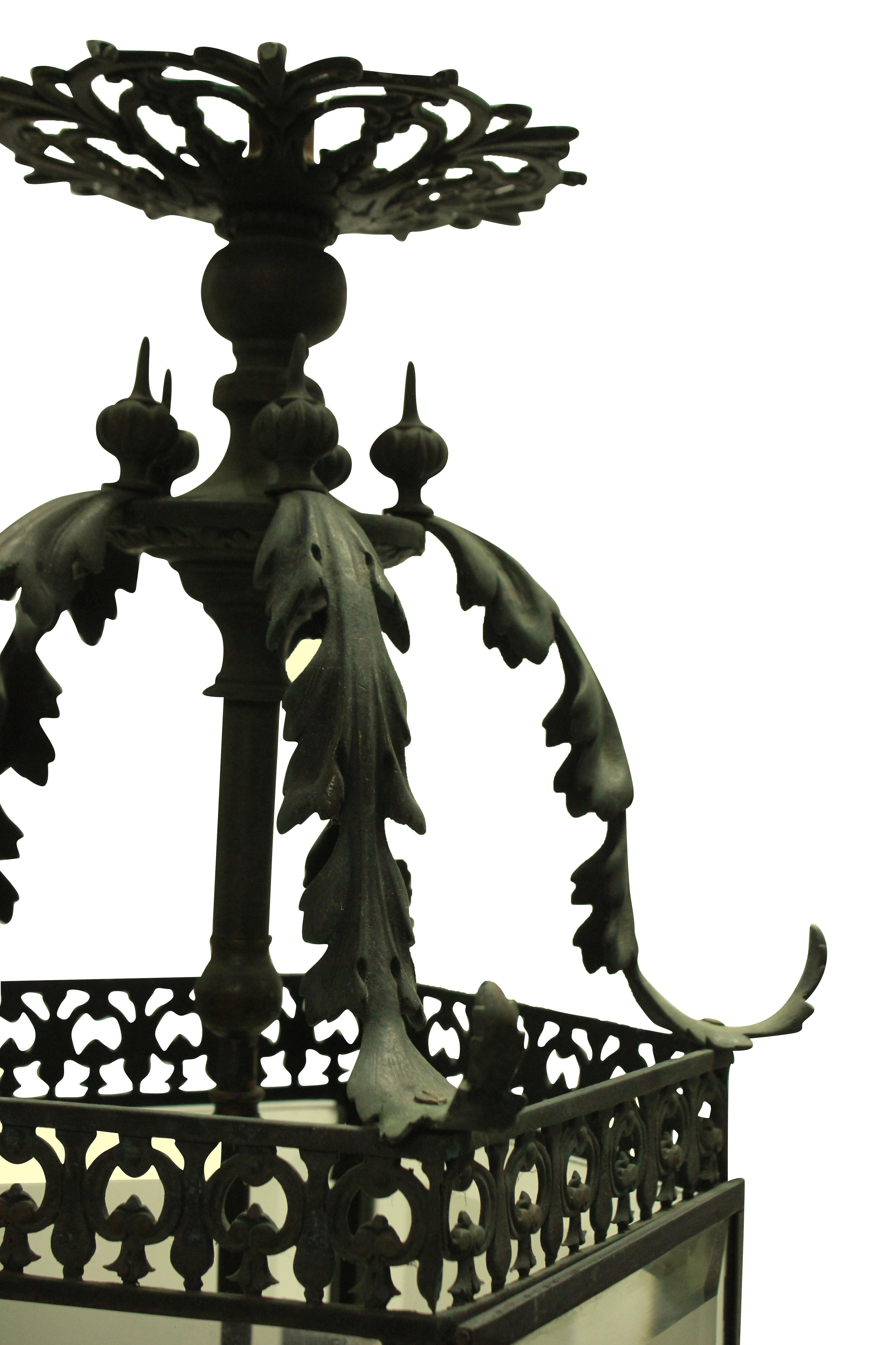 Chinoiserie Fine English Bronze Hanging Lantern