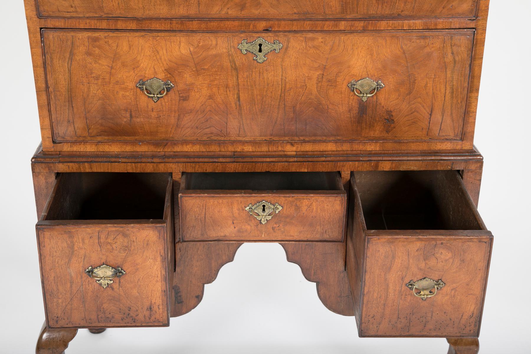 Fine English Burl Walnut Chest on Stand 3