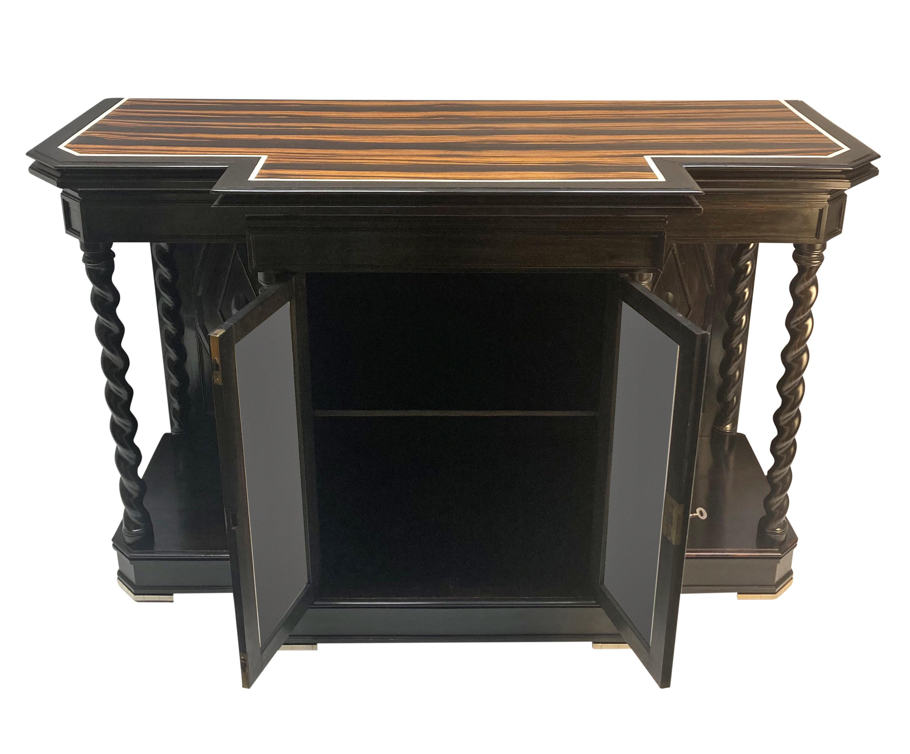 Feiner englischer Campaigner Chiffonier aus massivem Ebenholz und Palisander im Kolonialstil (Mittleres 19. Jahrhundert) im Angebot