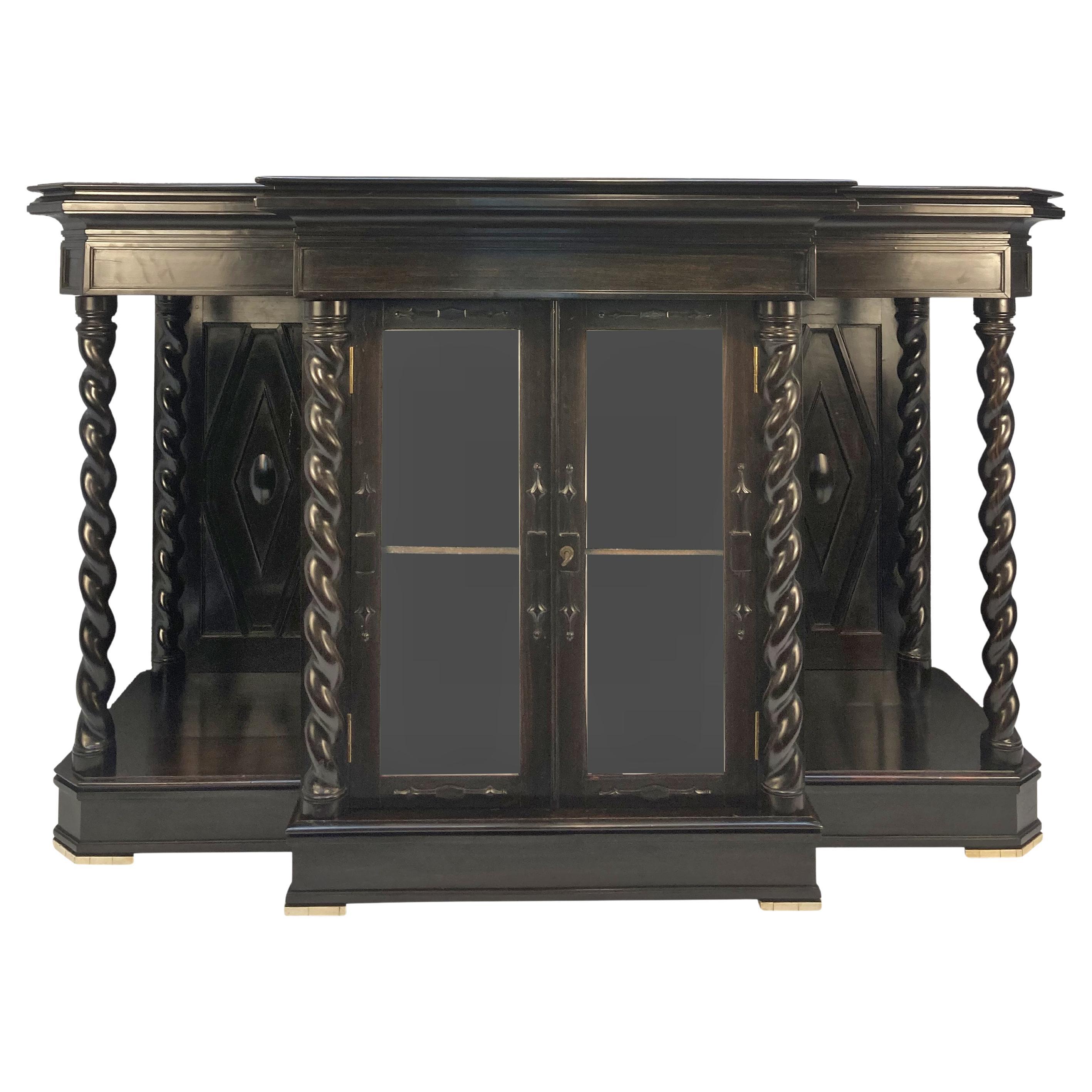 Feiner englischer Campaigner Chiffonier aus massivem Ebenholz und Palisander im Kolonialstil im Angebot