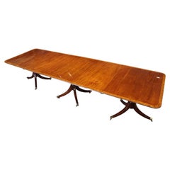 Fine English Country Estate 3 Pedestal Mahogany Dining Table