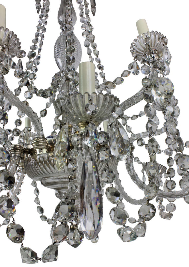 Country Fine English Cut-Glass Chandelier by Perry & Co