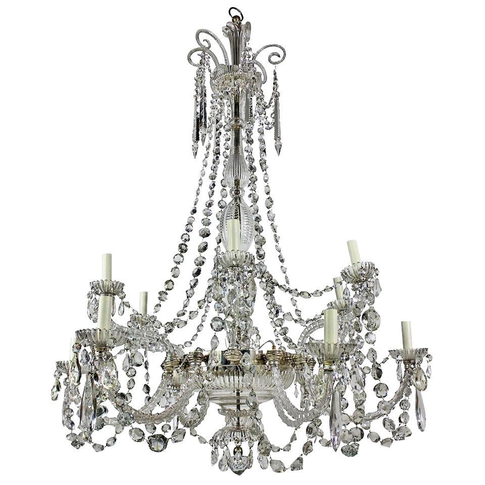 Fine English Cut-Glass Chandelier by Perry & Co