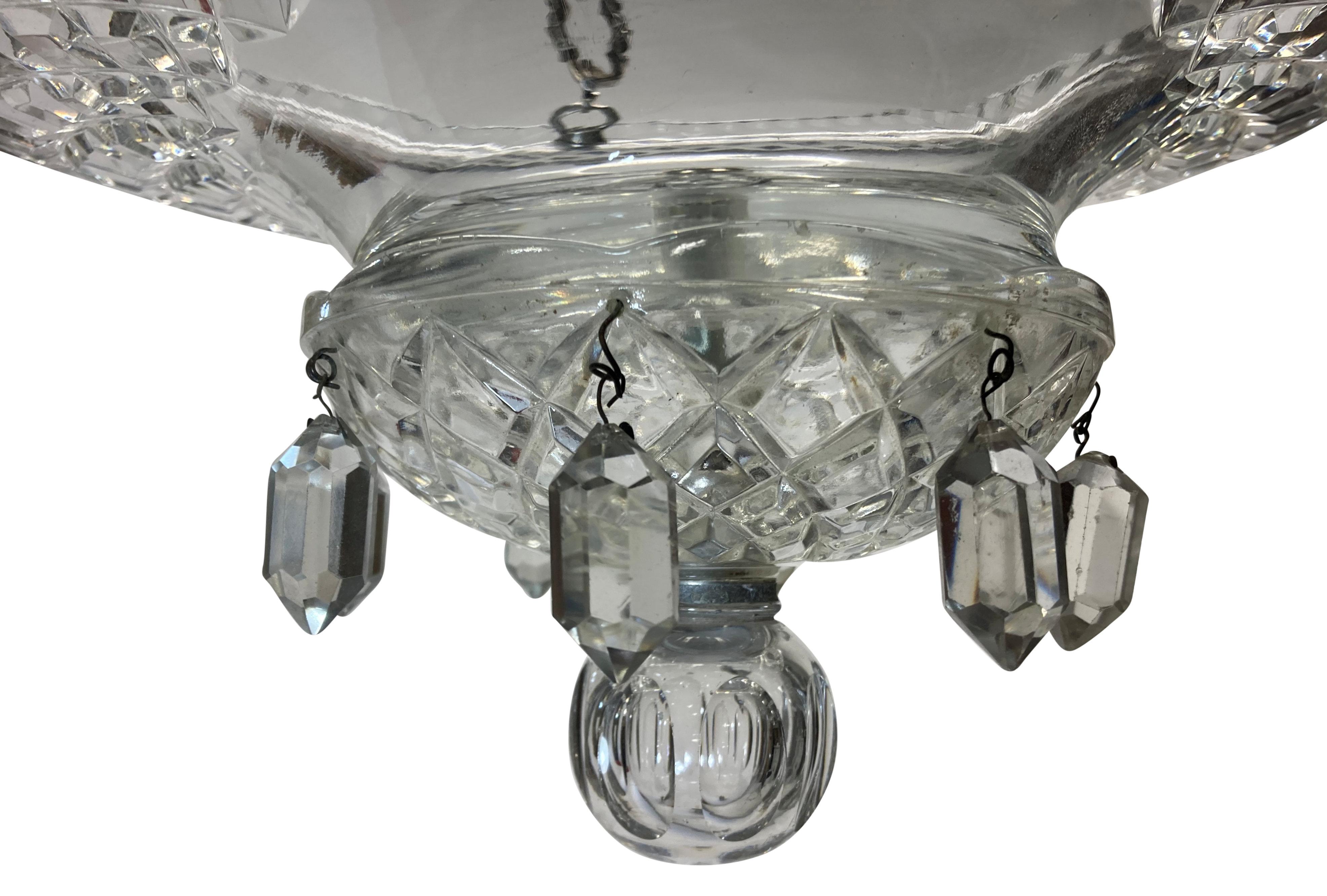 Fine English Cut Glass & Silver Plated 19th Century Dish Light For Sale 1