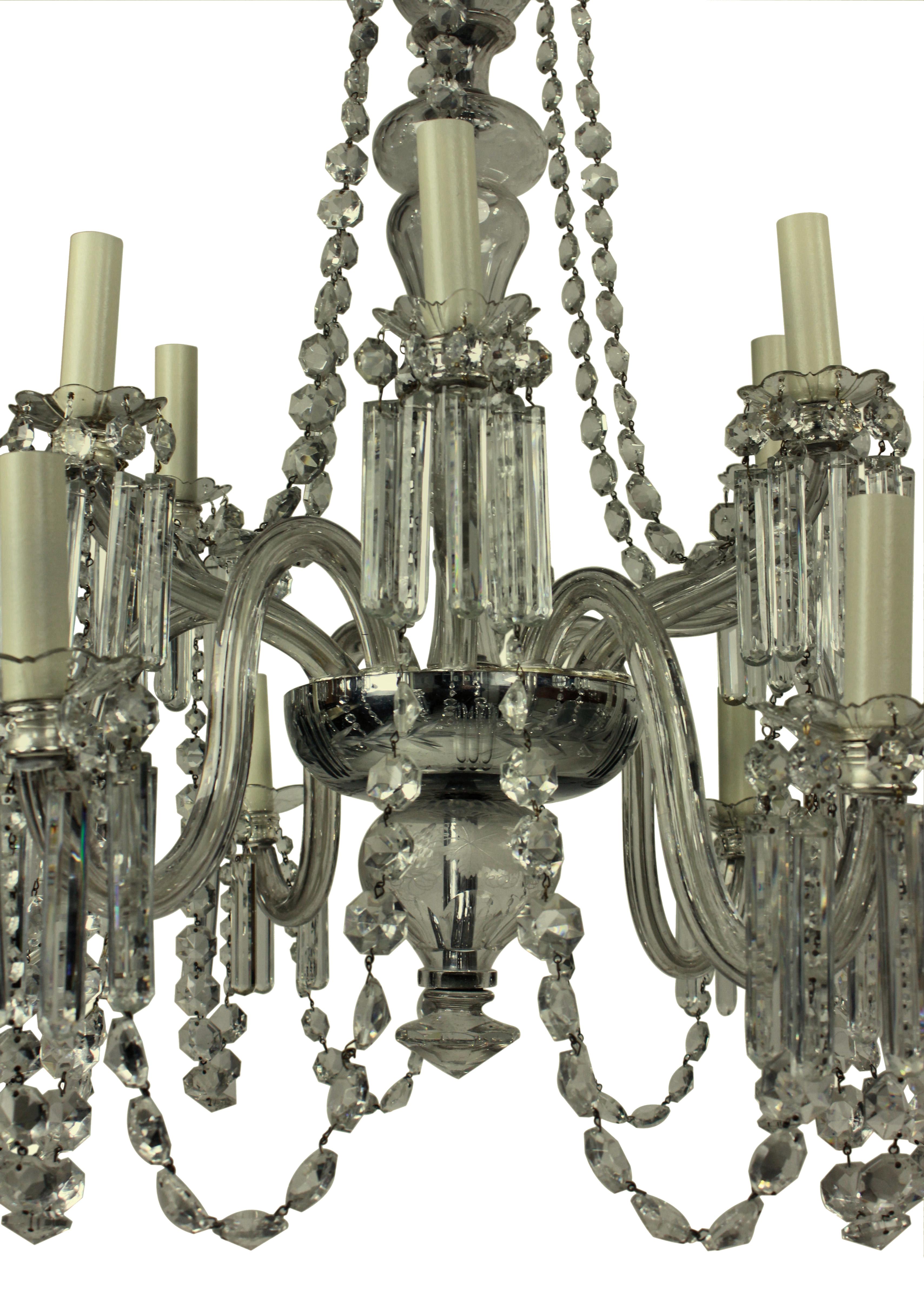 Fine English Edwardian Cut-Glass Chandelier In Good Condition In London, GB