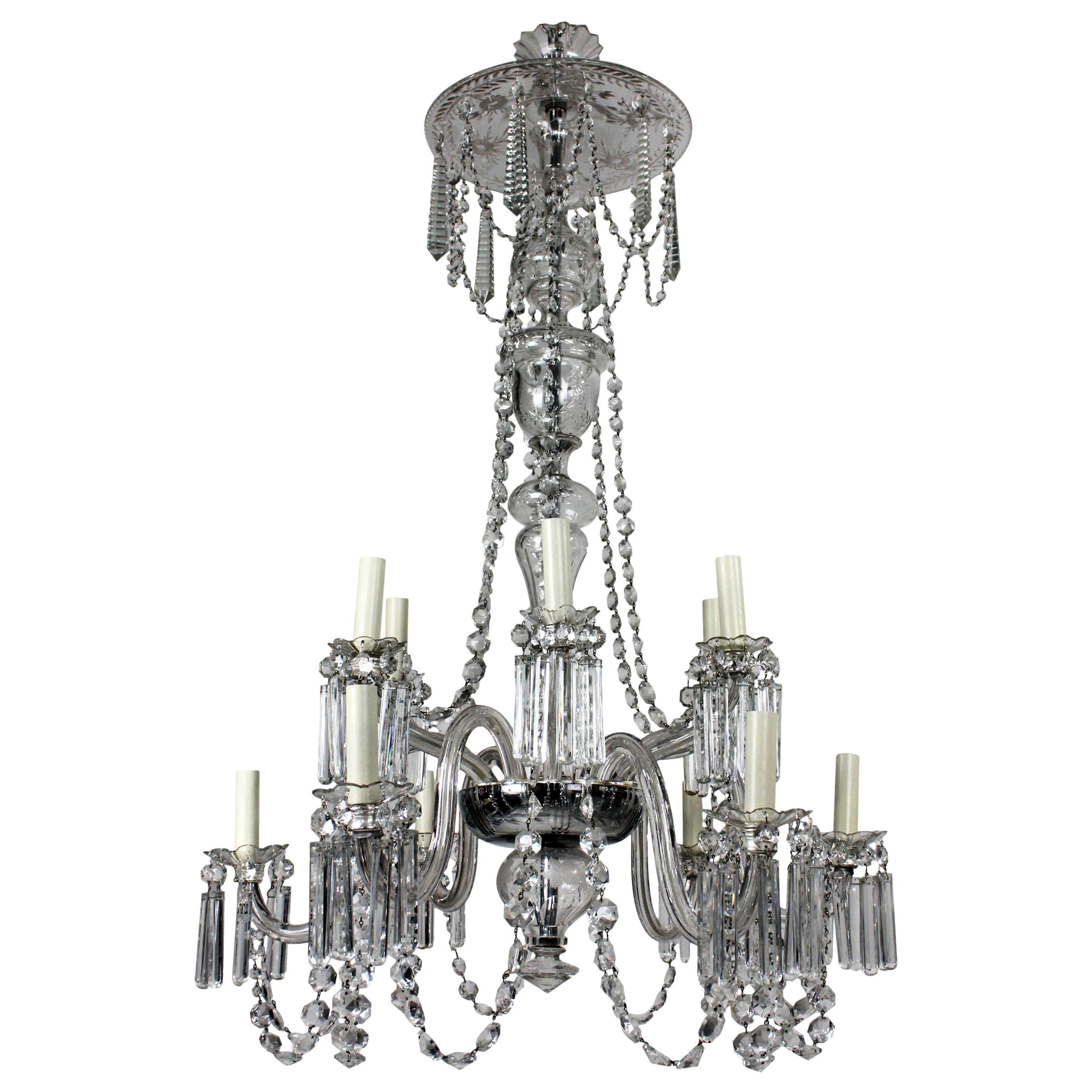 Fine English Edwardian CutGlass Chandelier For Sale at 1stDibs
