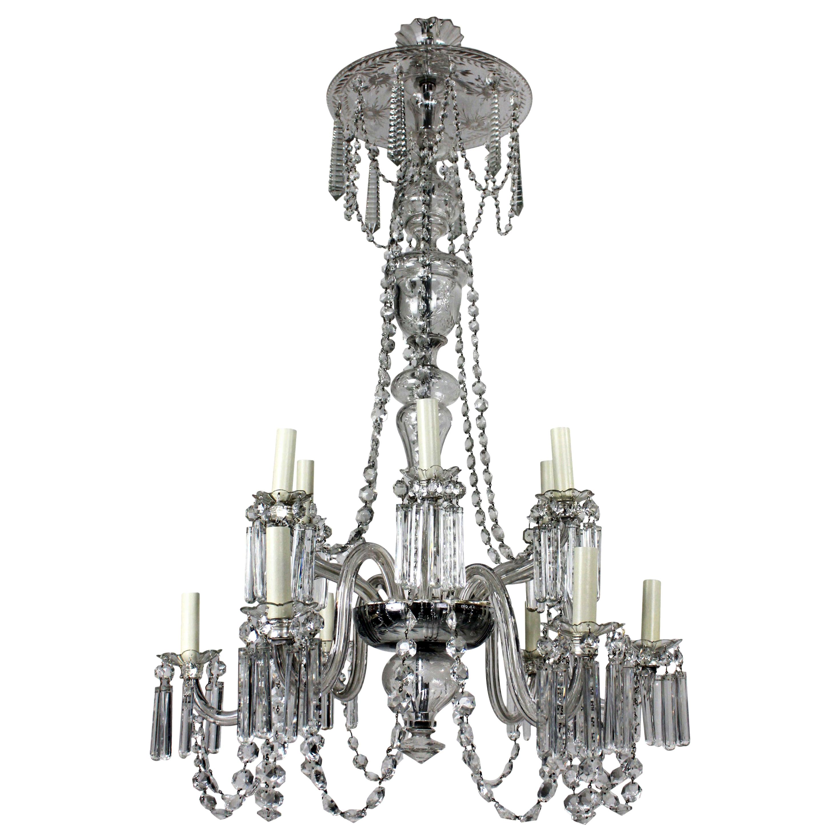 Fine English Edwardian Cut-Glass Chandelier