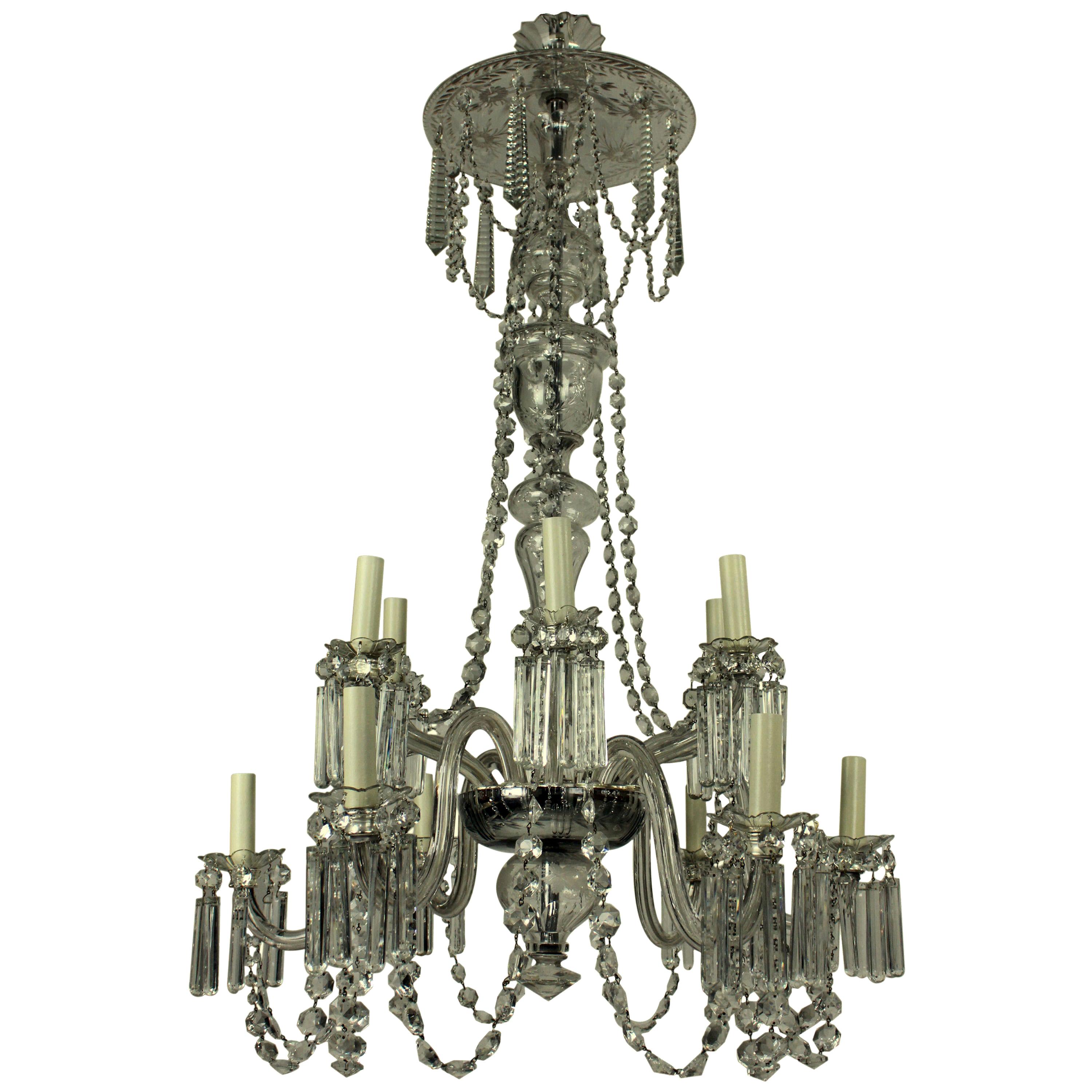 Fine English Edwardian Cut-Glass Chandelier