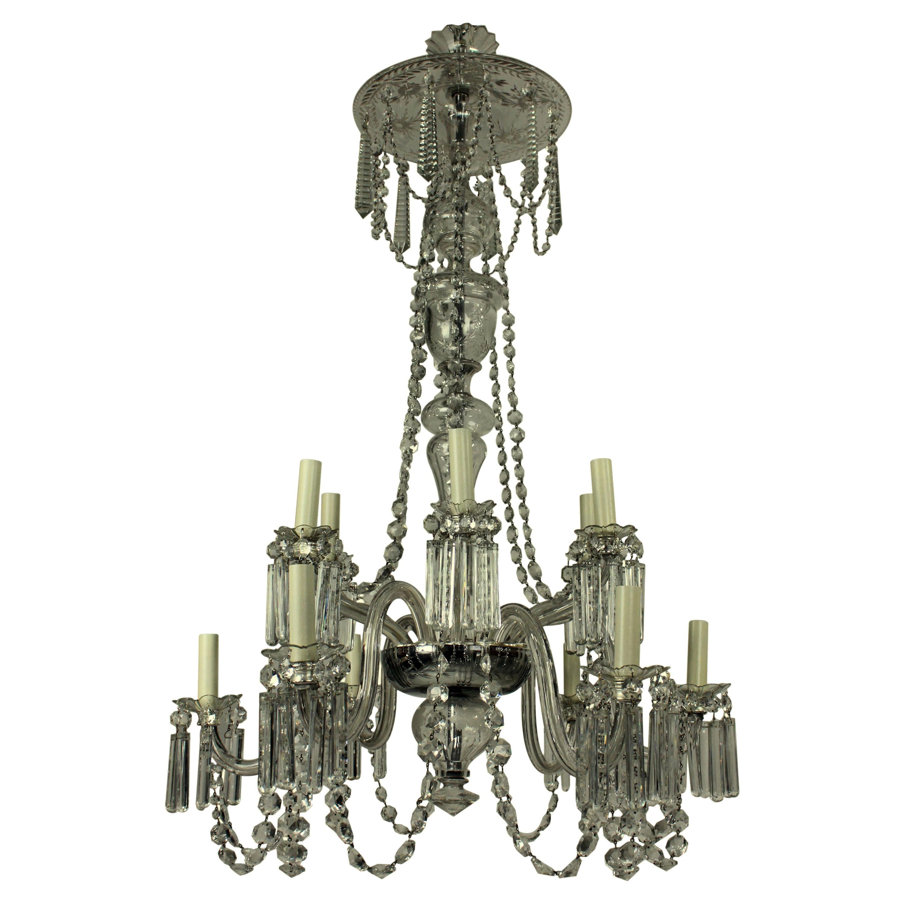 Fine English Edwardian Cut-Glass Chandelier