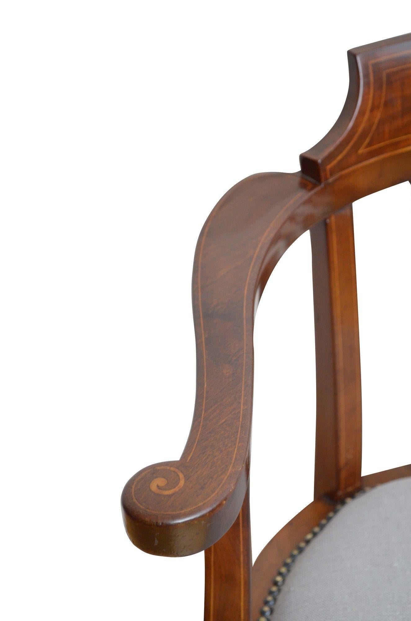 Fine English Edwardian Revolving Desk Chair For Sale 4