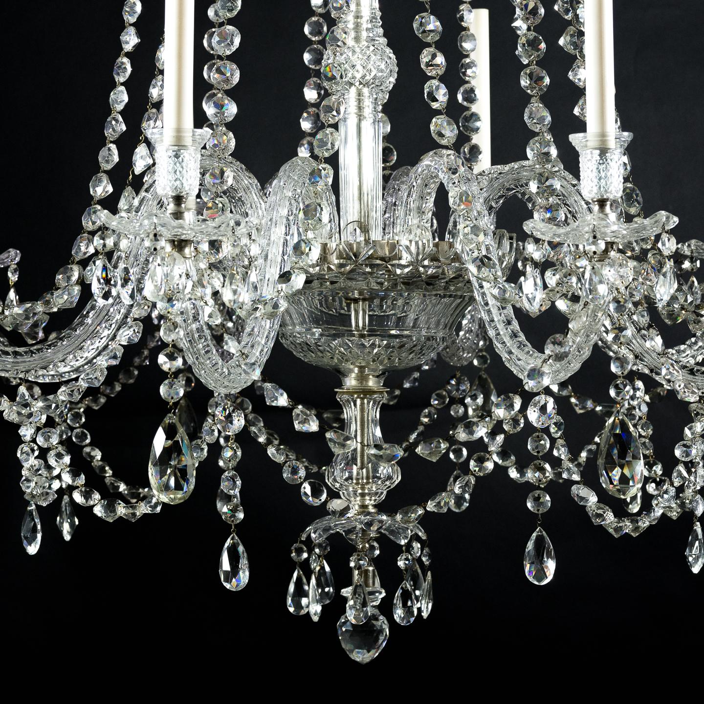 Fine English Eight-Light Crystal Chandelier For Sale 4