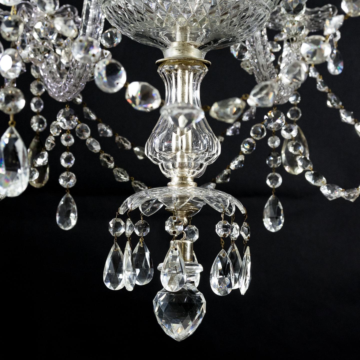 Fine English Eight-Light Crystal Chandelier For Sale 7