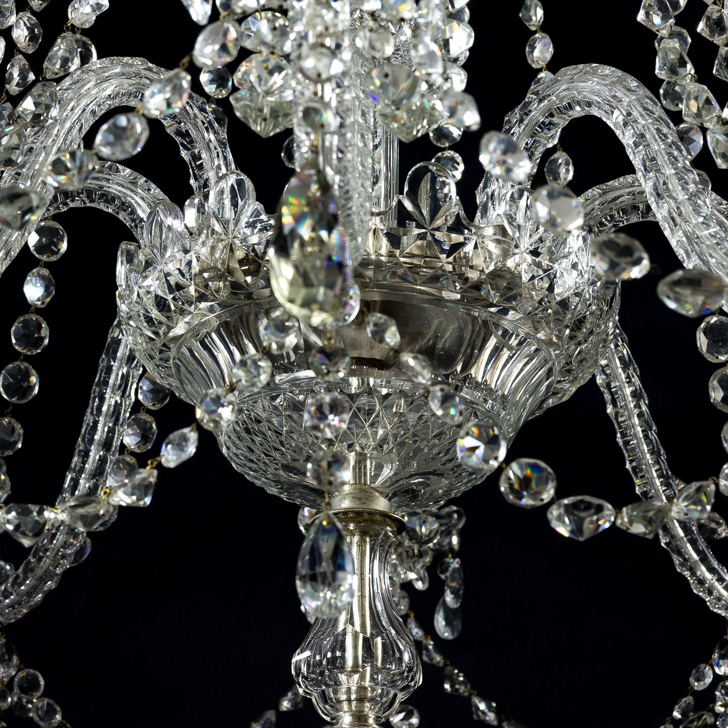 Fine English Eight-Light Crystal Chandelier For Sale 8