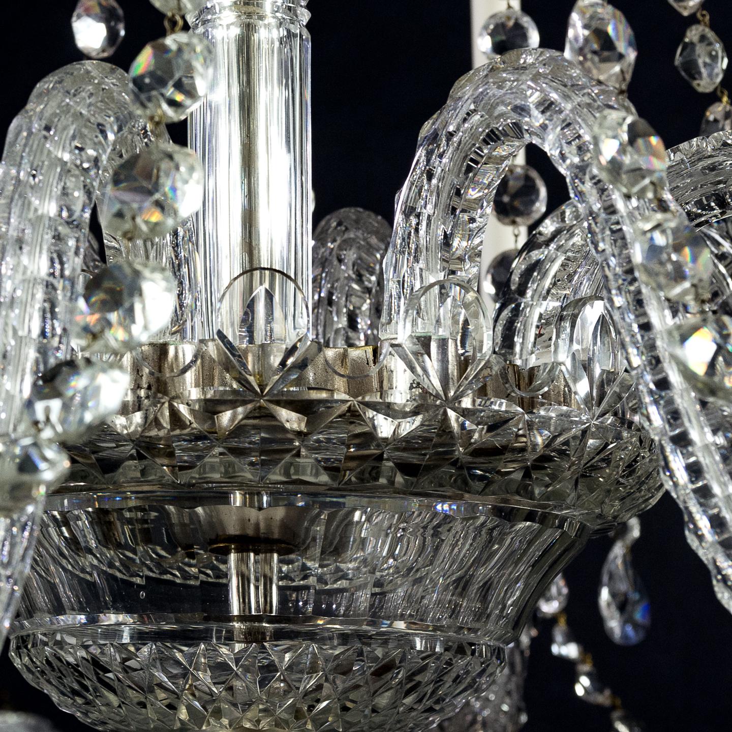 Fine English Eight-Light Crystal Chandelier For Sale 10