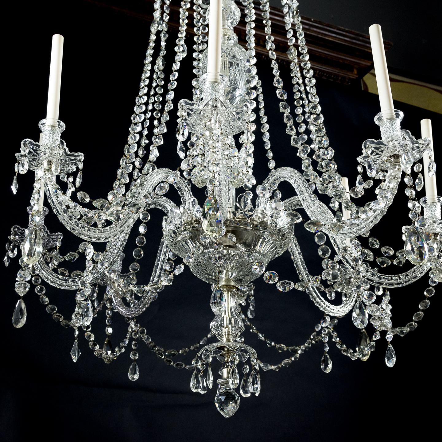 Fine English Eight-Light Crystal Chandelier For Sale 12