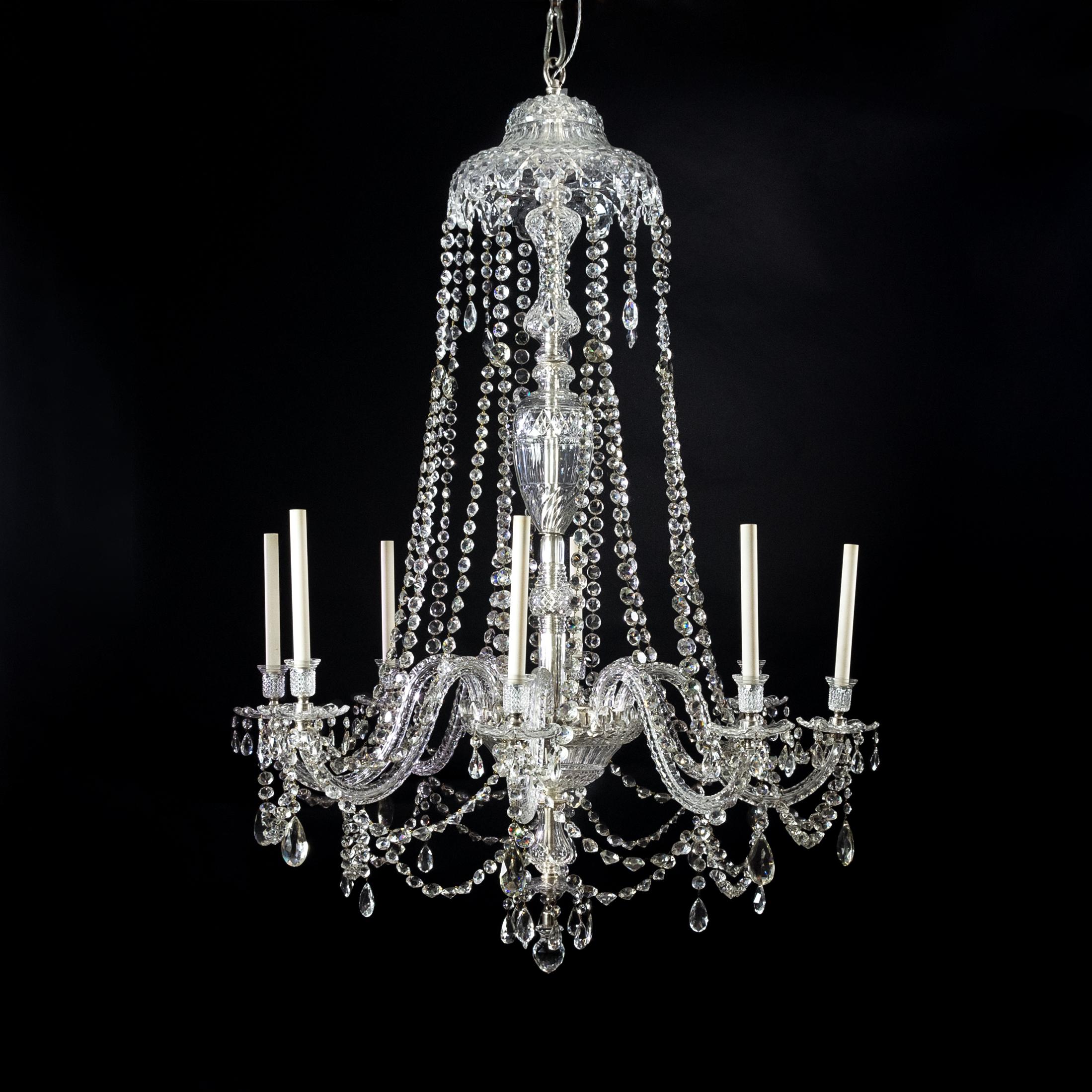 Fine English Eight-Light Crystal Chandelier For Sale 13