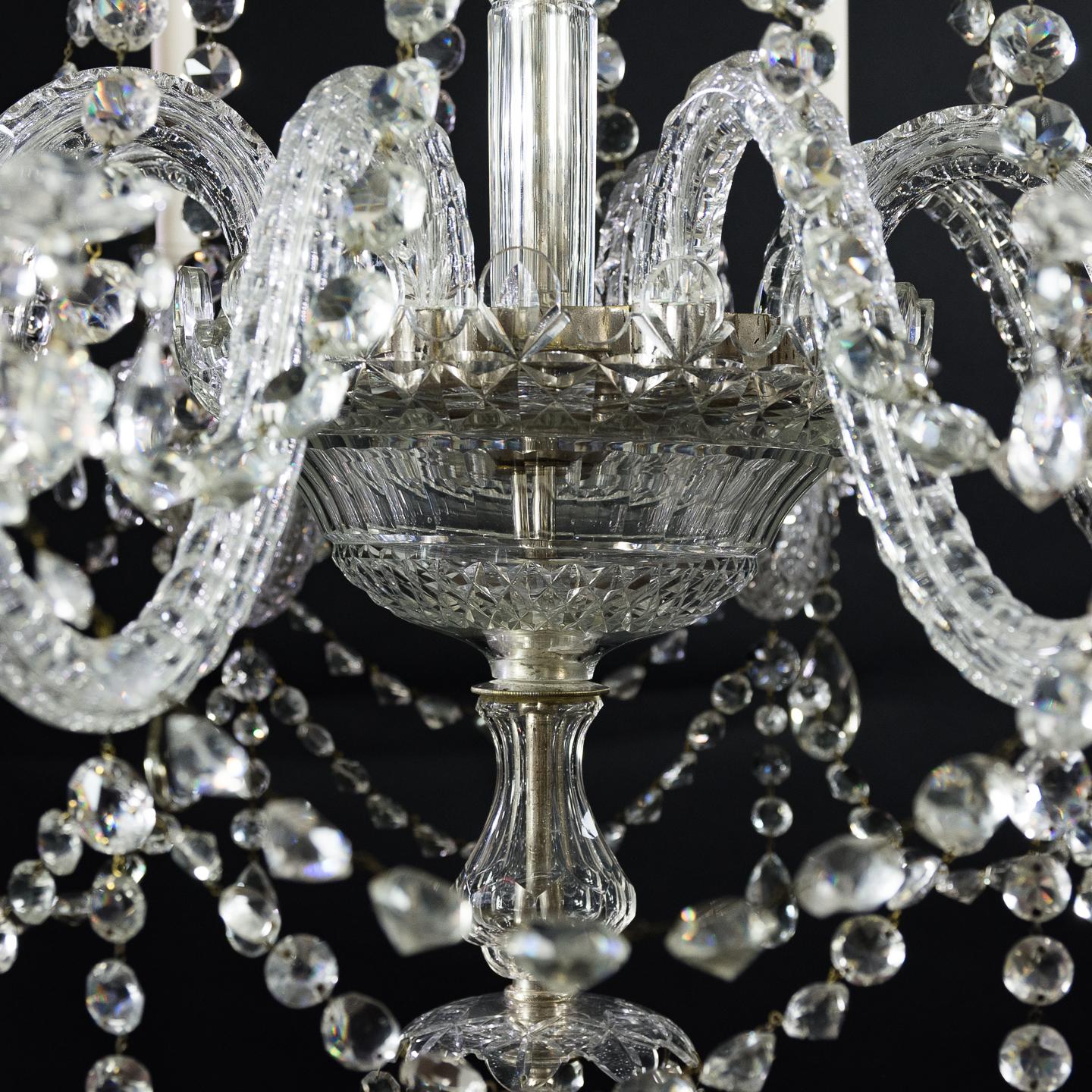 Fine English Eight-Light Crystal Chandelier For Sale 3