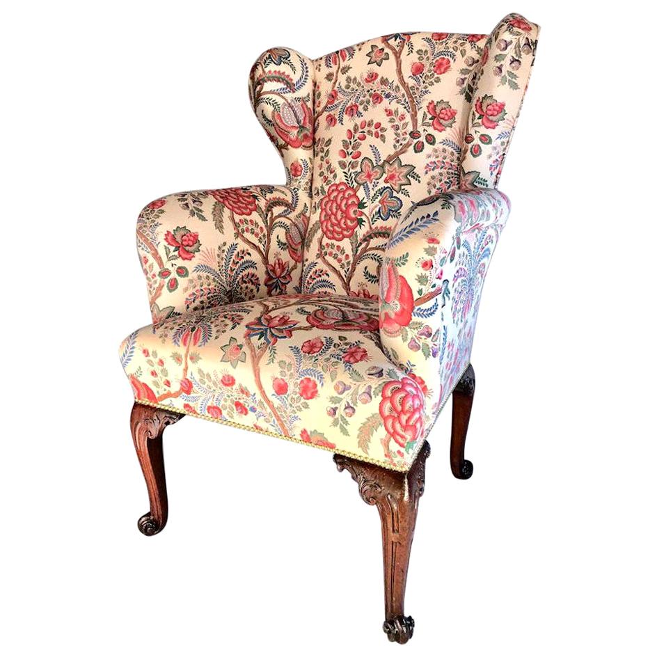 Fine English George II Period Mahogany Wing Armchair