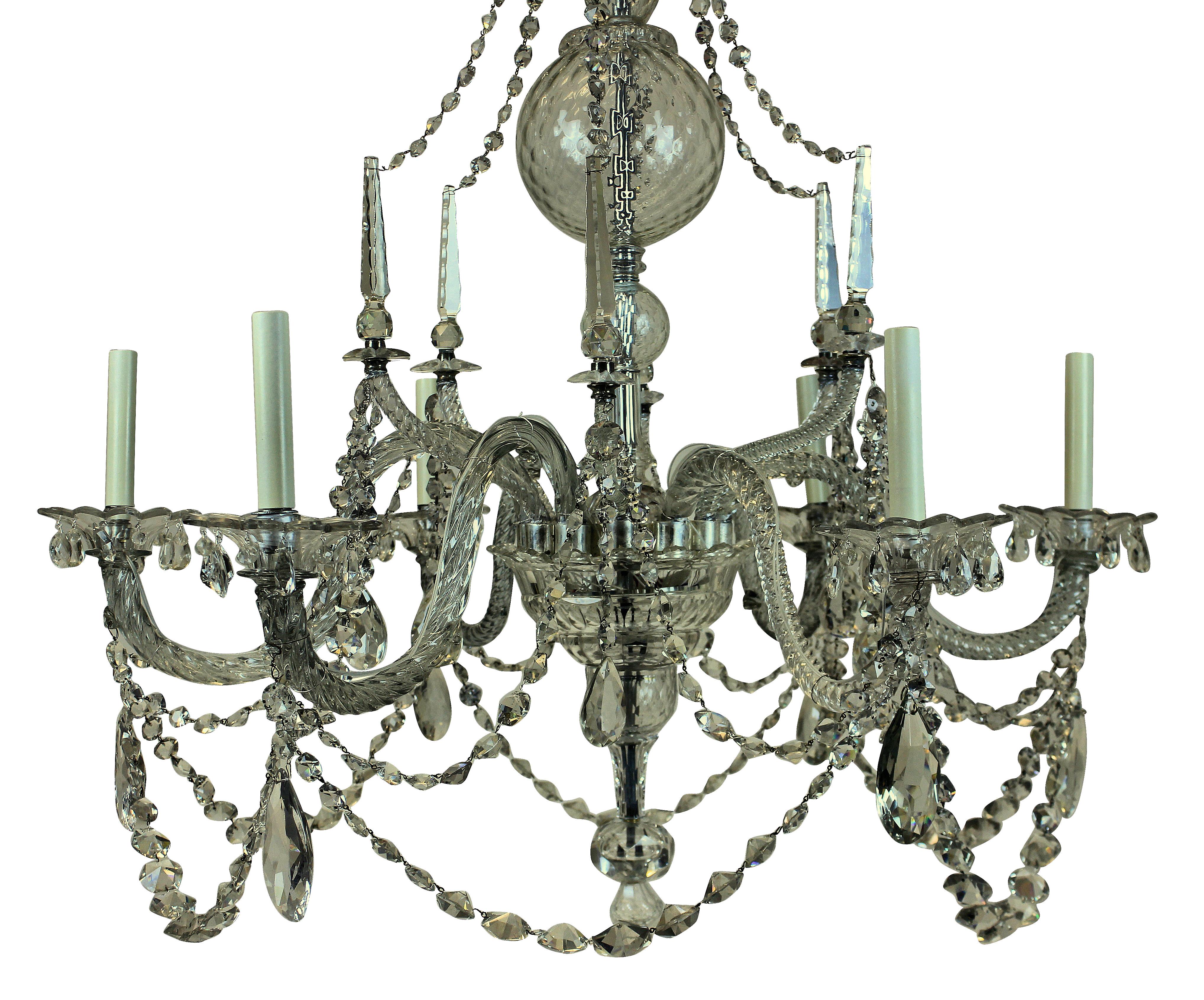 Late 18th Century Fine English George III Cut-Glass Chandelier